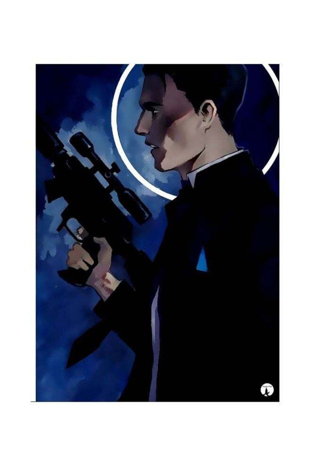 Detective Themed Metallic Plate Blue/Black/Beige 20x15cm