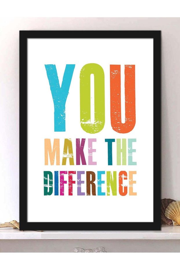Wall Posters with You Make The Difference Motivational Quote and Black Frame - Wall Arts Home Décor