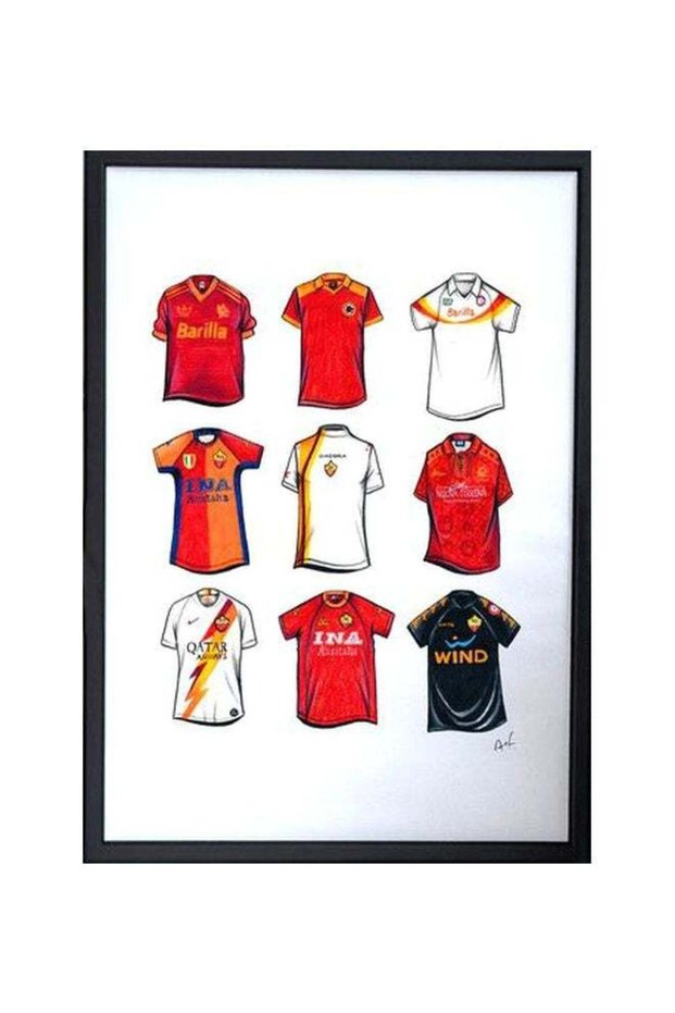 AS Roma Classic Jersey Poster With Frame Red/White/Black 30x40cm