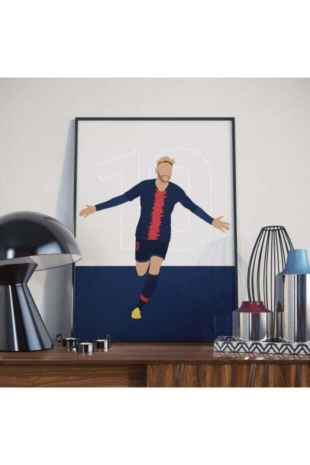 Neymar Paris Saint-Germain Illustration Themed Poster With Frame Multicolour 30x40cm