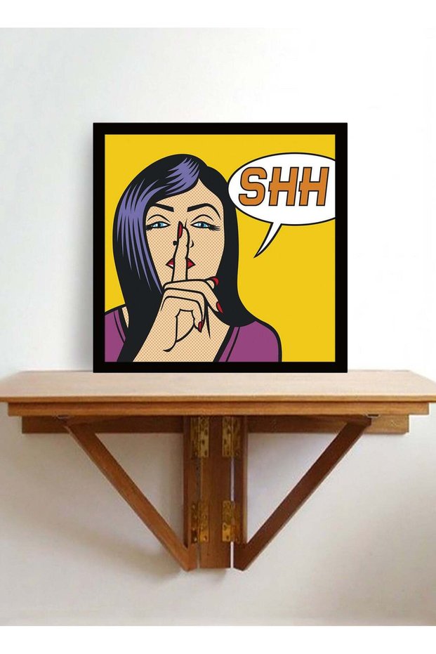 Wall Posters with SHH Girl Pop Art and Black Frame - Wall Arts Home Décor Photo Frames - 40x40cm by