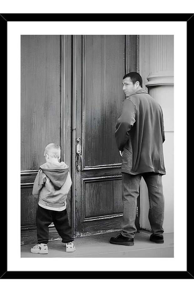Father & Son Bathroom Funny Design Wall Poster with Black Frame, Wall Arts Home Décor Photo Frames,