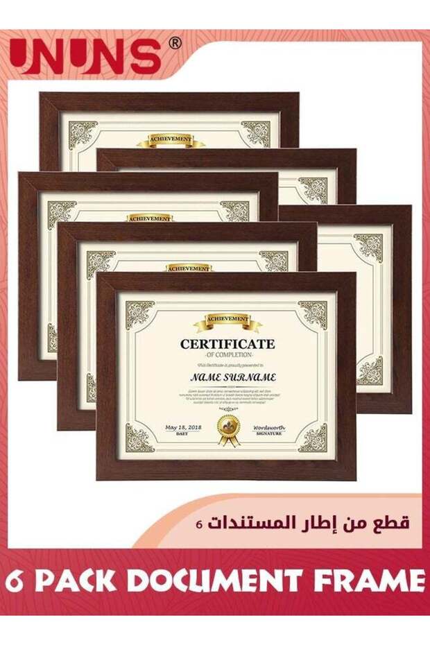 UNUNS 8.5x11.7 Document Frame,Set Of 6 Document Certificate Frame,Picture Frames For Wall And Table - 1