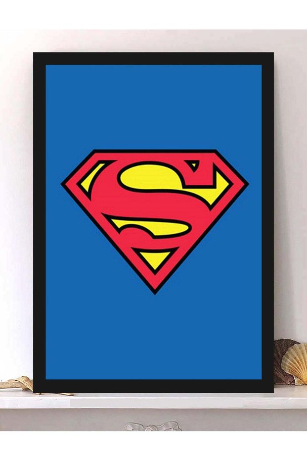 Wall Posters with Superman Logo Pop Art and Black Frame - Wall Arts Home Décor Photo Frames - 40x55