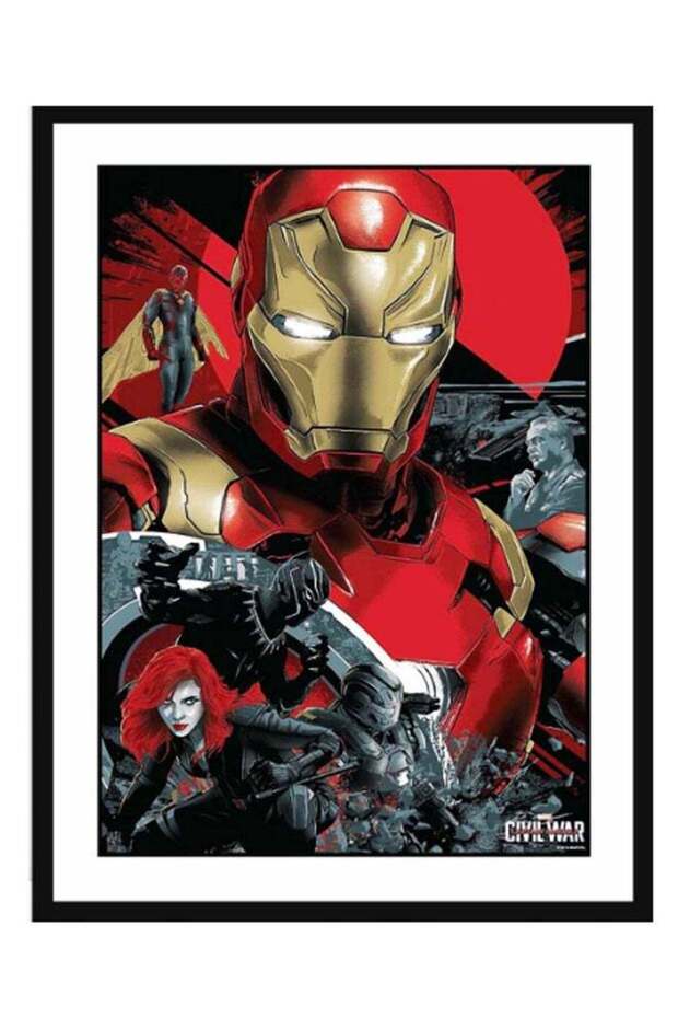 Iron Man Poster With Frame Multicolour 30 x 40cm
