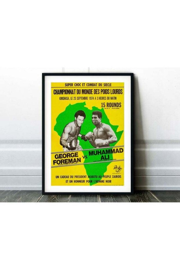 Muhammad Ali VS. George Foreman 1974 - Rumble In The Jungle - Boxing Poster With Frame Multicolour