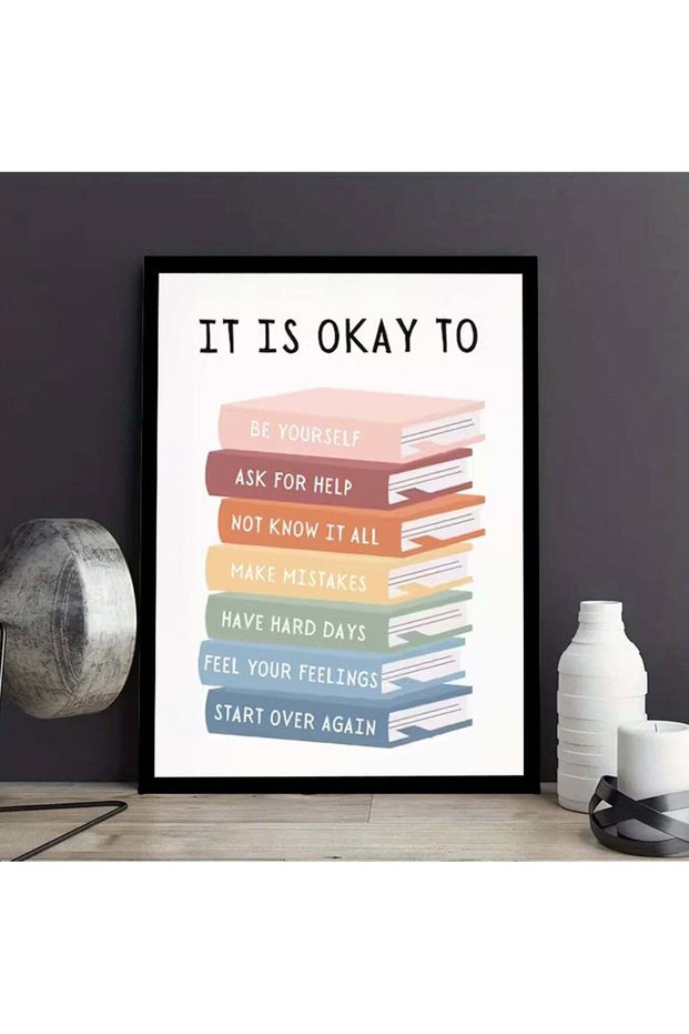It Is Okay To Quotes Wall Poster with Black Frame, Wall Arts Home Décor Photo Frames, 40x55 cm by S