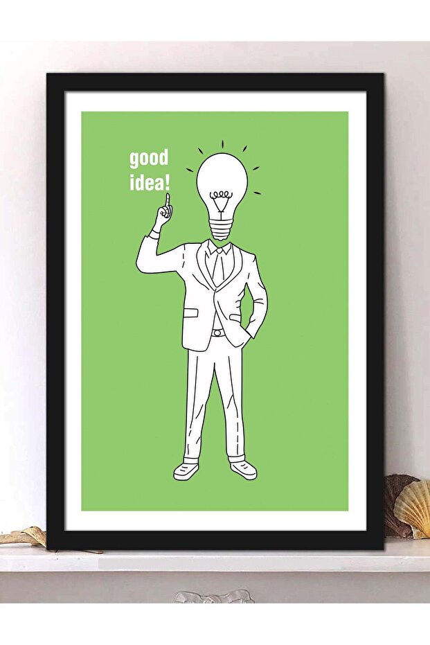 Wall Posters with Good Idea Artwork and Black Frame - Wall Arts Home Décor Photo Frames - 30x40cm b