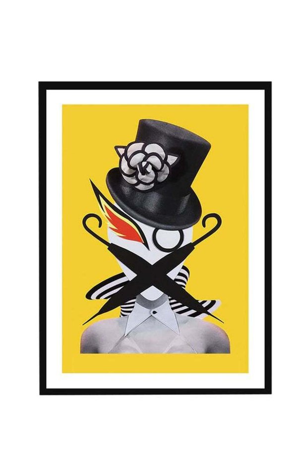 Yellow Abstract Art Poster With Frame Multicolour 40x55cm