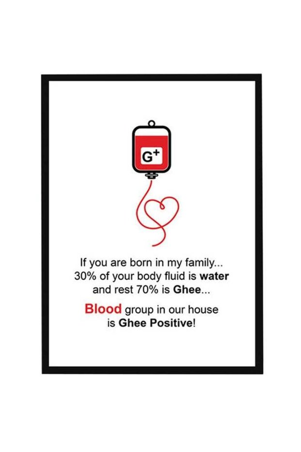Blood Group Funny Quote Poster With Frame Multicolour 40x55cm