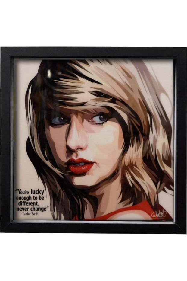 Taylor Swift Pop Art Poster with Frame Multicolour 25 x 25cm