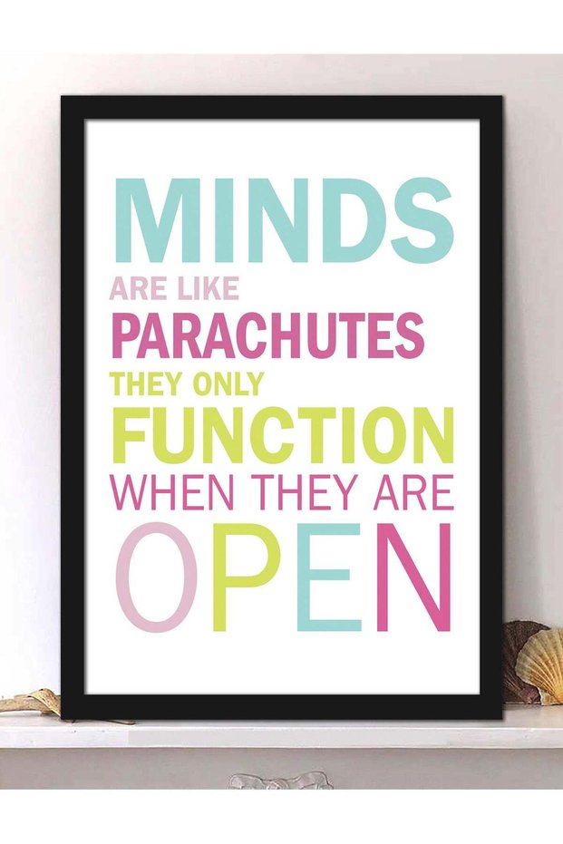 Wall Posters with Minds Function When Open Inspirational Quote and Black Frame - Wall Arts Home Déc