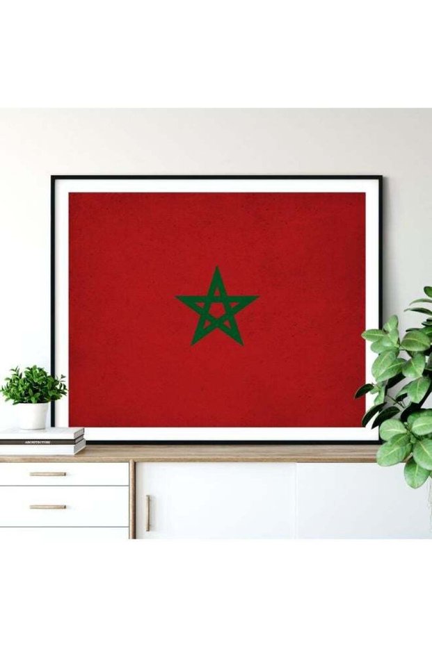 Morroco Flag Themed Poster With Frame Red/Green 30x40cm