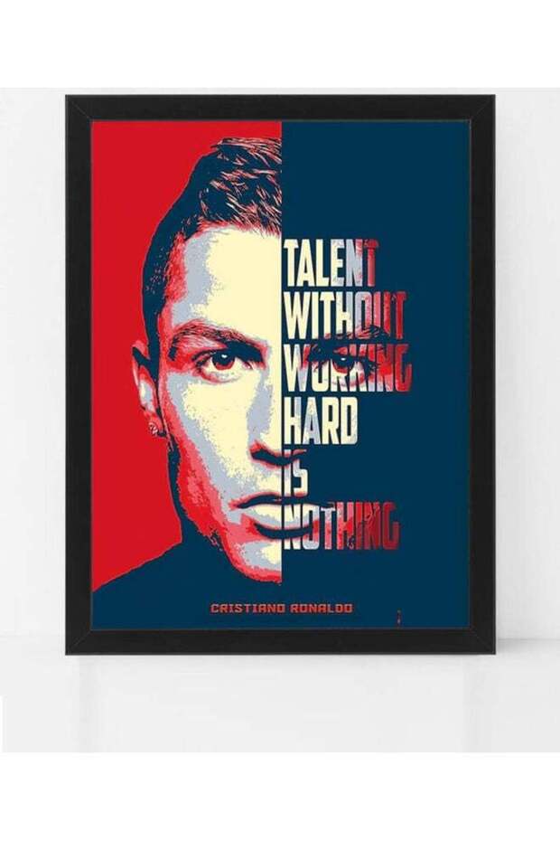 Cristiano Ronaldo Quotes Poster With Frame Multicolor 30x40cm