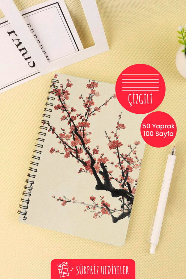 Japanese Culture Design A5 Spiral School Notebook 50 Sheets 100 Pages - Lined