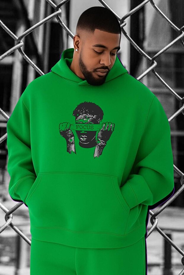 3 Yarn Combed Focus Freedom Printed Oversized Sweatshirt