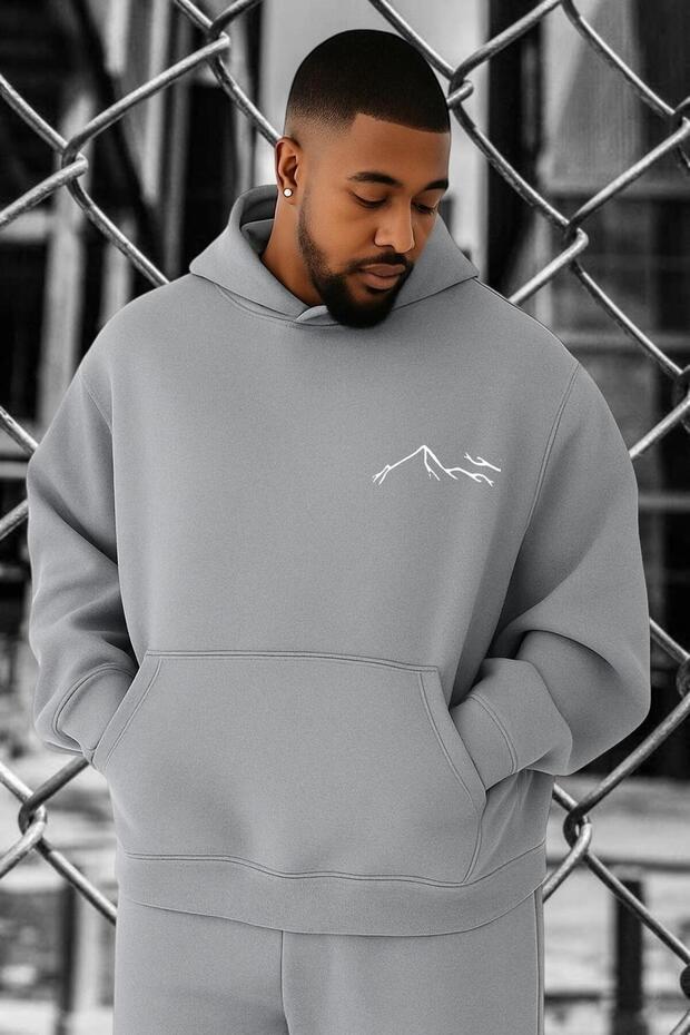 3-Ply Combed Cotton Mountain Printed Plus Size Sweatshirt