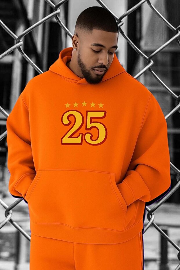 3-Ply Combed Cotton 25. Yil Printed Large Size Sweatshirt