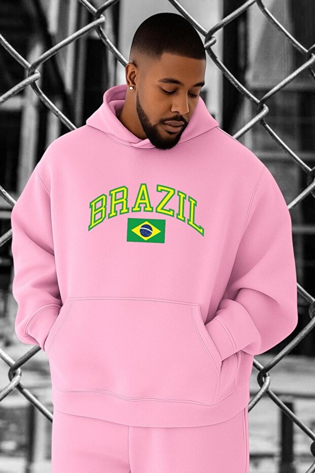 3 Yarn Combed Cotton Brazil Printed Plus Size Sweatshirt