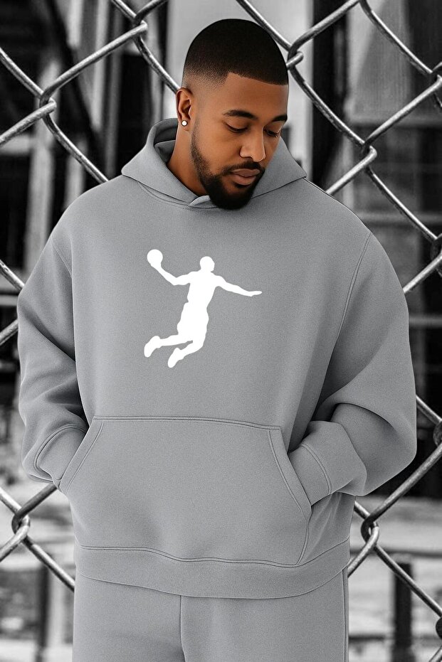 3 Yarn Combed Cotton Basketball Printed Oversized Sweatshirt