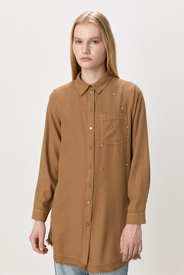 Tasseled Tencel Tunic Camel