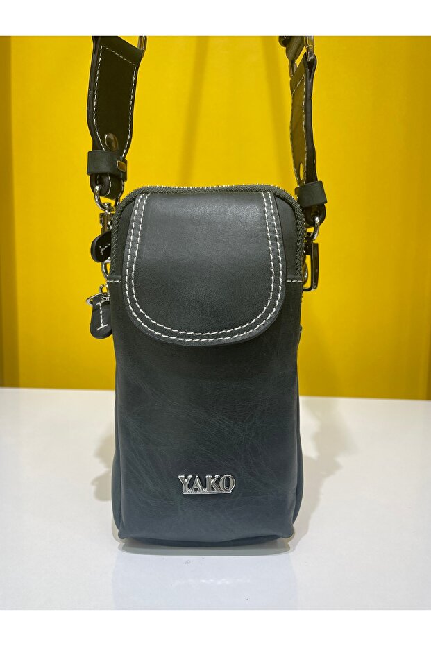 Genuine Leather Hanging Bag with Phone Compartment