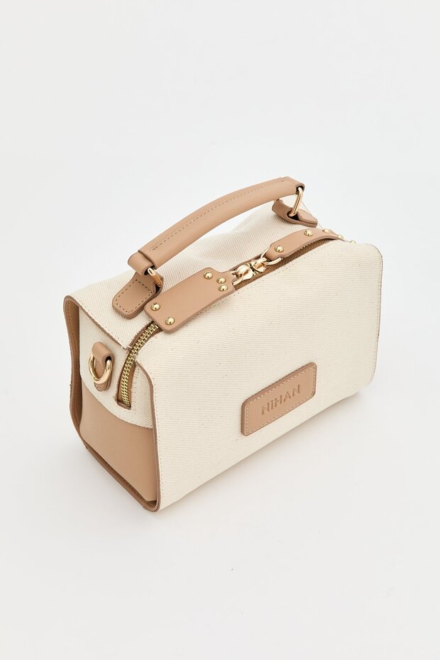 Çapraz Askılı Kanvas Çanta Vizon - 4