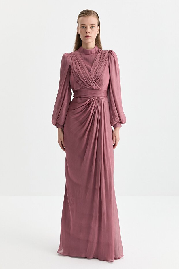 Balon Kollu Drapeli Abiye Berry - 3