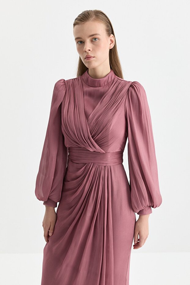 Balon Kollu Drapeli Abiye Berry - 2