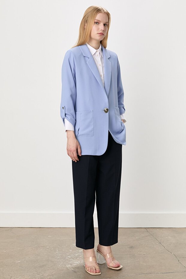 Oversize Blazer Ceket Mavi - 3