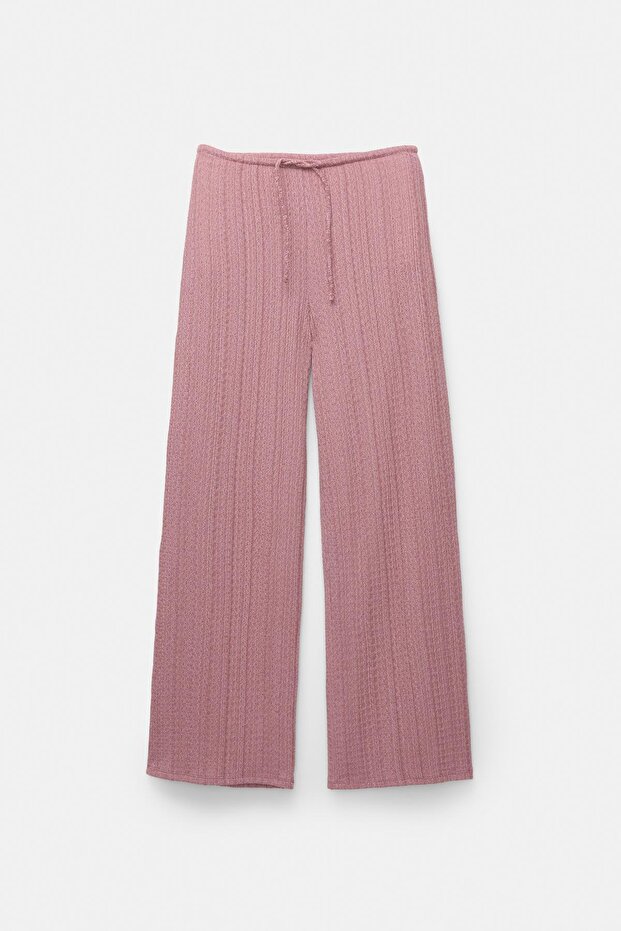 Çizgili bürümcük pantolon - 5