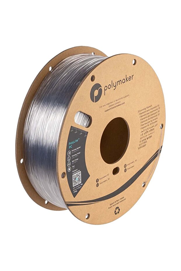 PolyLite PC Saydam Filament – Şeffaf 3D Baskı | 1 kg 1.75mm - 1