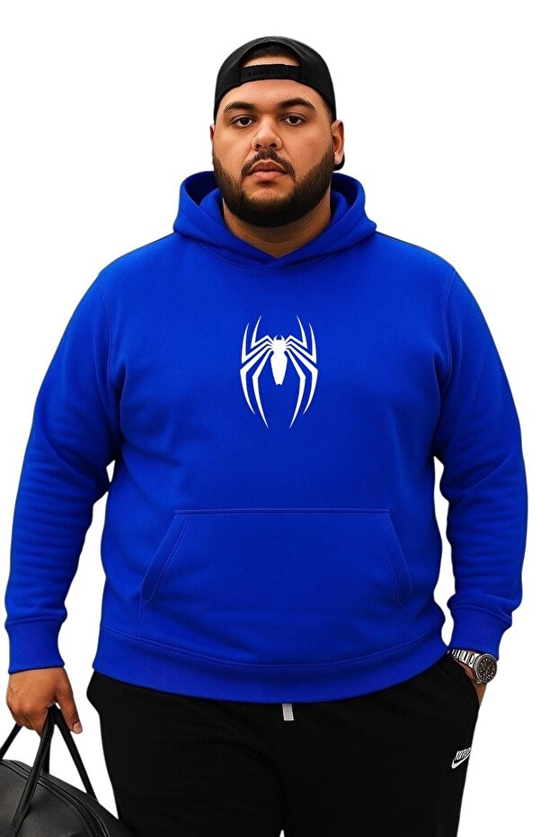 3-Ply Combed Cotton Spider Printed Plus Size Sweatshirt