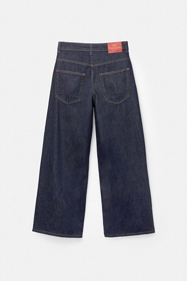 Kırmızı dikişli straight fit jean - 8