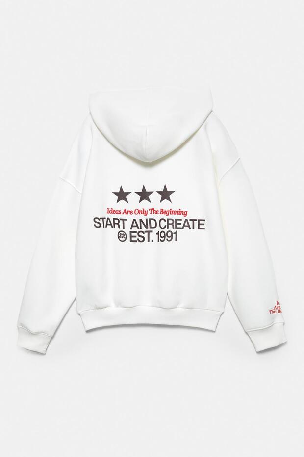 Yıldız desenli kapüşonlu sweatshirt - 8