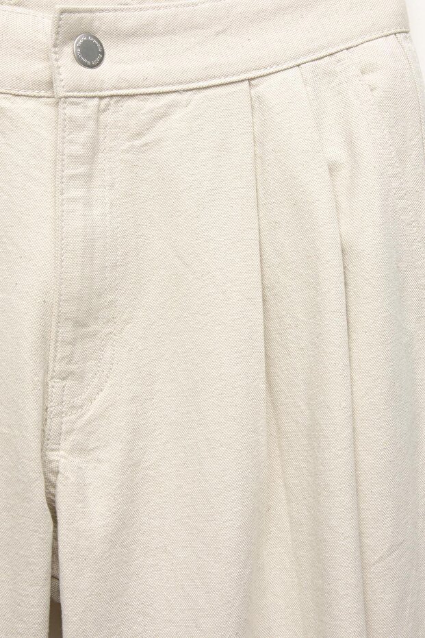 Ketenli Kumaş Pantolon - 7