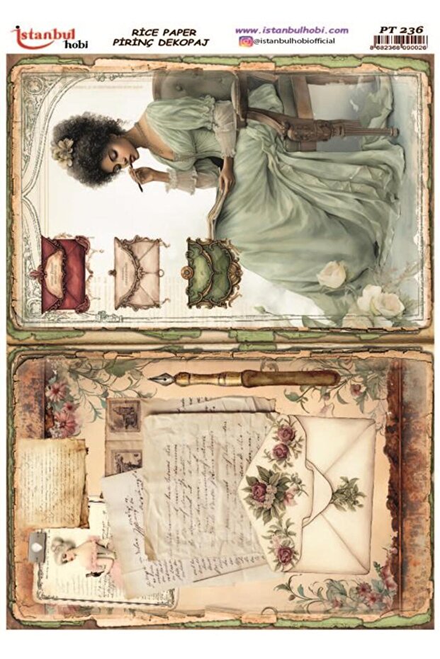Brass Decopage Paper 30X42Cm Pt-236 Letter Woman