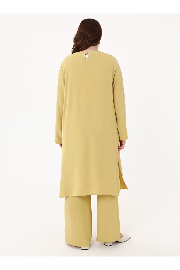 طقم مكون من قطعتين من Aerobin Basic Tunik&Pants مقاس كبير - أخضر فستق - - 3