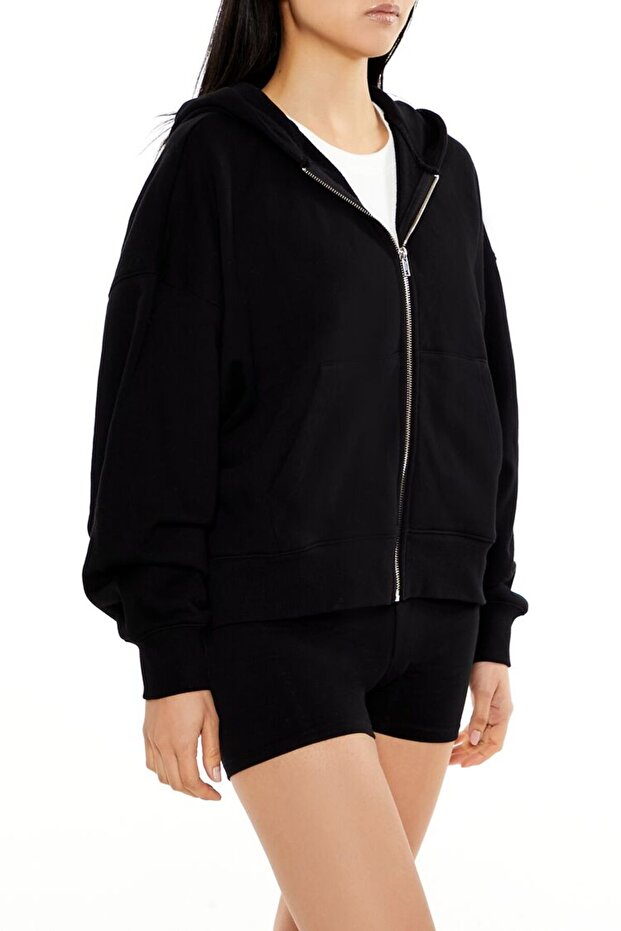 Kapüşonlu Fermuarlı Sweatshirt - 4