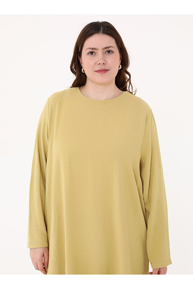 طقم مكون من قطعتين من Aerobin Basic Tunik&Pants مقاس كبير - أخضر فستق - - 2