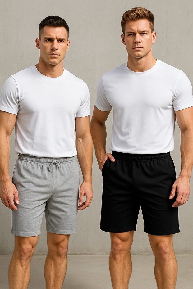 Black and Gray Seasonal Shorts 2 Pieces