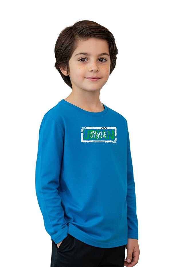 سويت شيرت للأولاد بطبعة رقبة دائرية