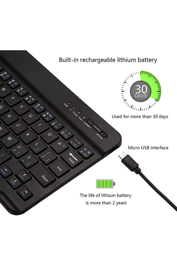 New Ultra-Slim Bluetooth Keyboard Portable Mini Wireless Keyboard Rechargeable Compatible for Apple - 5
