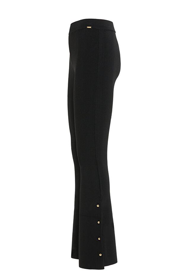 İspanyol Paça Siyah Triko Pantolon - 7