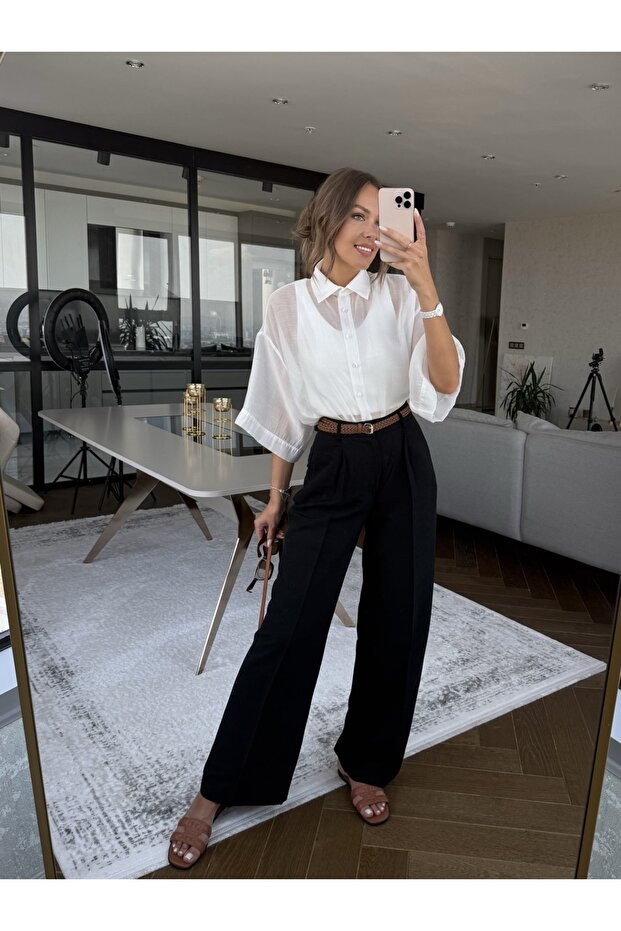 İpeksi Gömlek | Oversize - 1