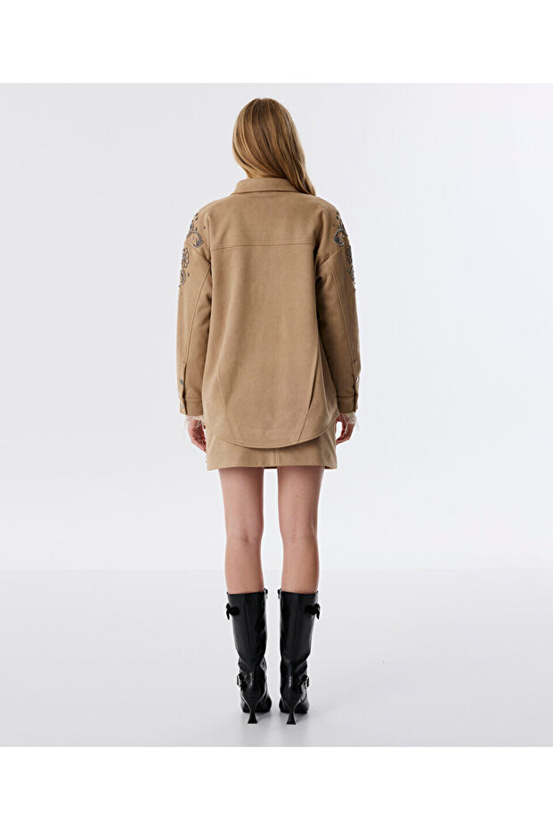 İŞLEMELİ GÖMLEK CEKET - 7