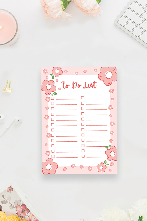 Daisy Patterned A5 Notepad, Memo Pad, Note Paper, Notepad, Check List, School Notebook, to Do List - 1