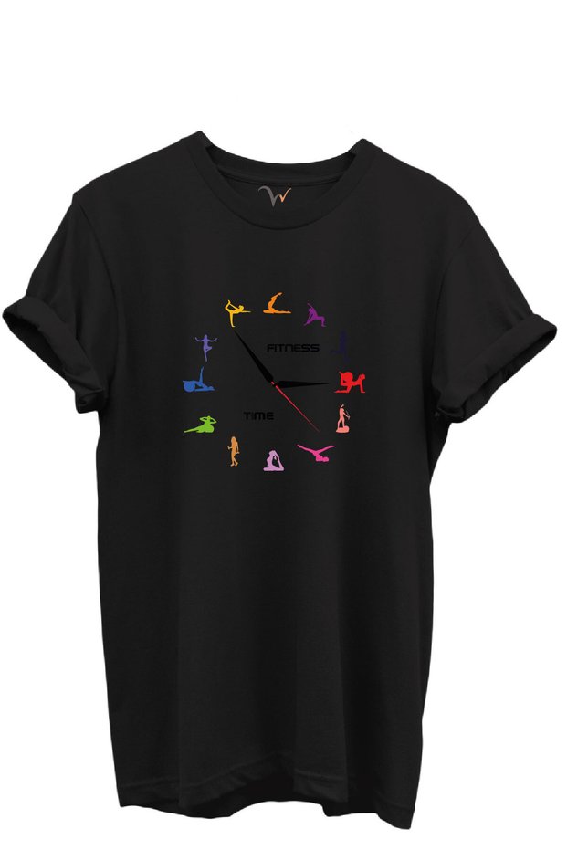 Fitness Time Sports and Yoga Figured Colorful Design 100% Cotton Regular Fit Unisex T-Shirt