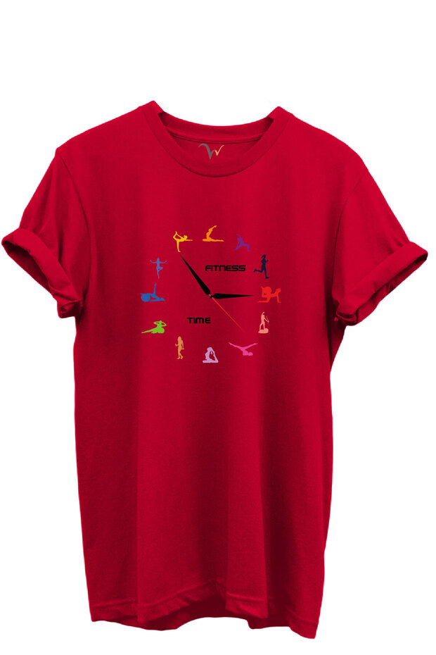 Fitness Time Sports and Yoga Figured Colorful Design 100% Cotton Regular Fit Unisex T-Shirt