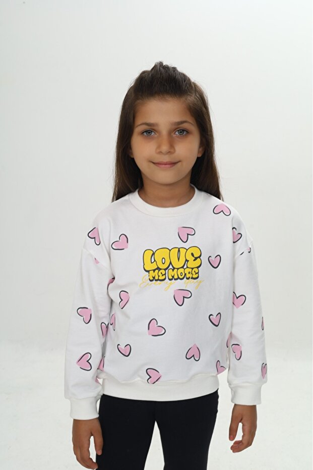 Girl's Love Heart Printed Sweatshirt